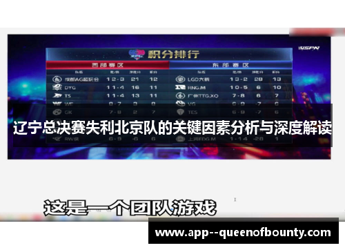 辽宁总决赛失利北京队的关键因素分析与深度解读 辽宁总决赛失利北京队的关键因素分析与深度解读